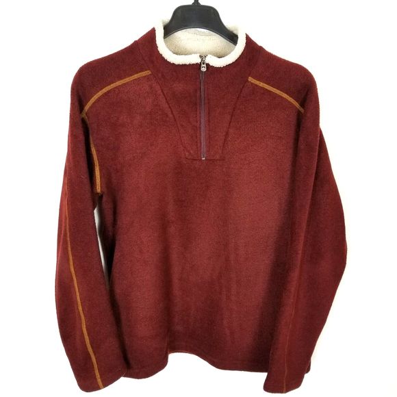 Kuhl Sweaters - Kuhl Women Alfpaca Fleece Pullover Size XL Zip Neck  Sweater Maroon